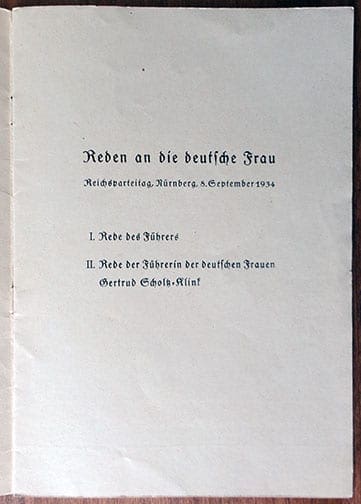 1934 NÜRNBERG PARTY DAY SPEECHES BOOK