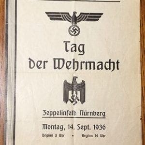 1936 REICH PARTY DAYS 'ARMY DAY' PROGRAMME