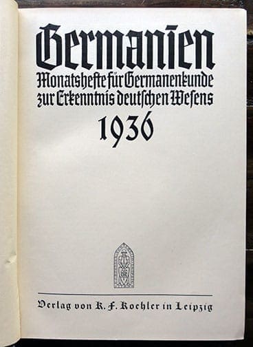 1936 SS-AHNENERBE GENEALOGICAL MAGAZINES