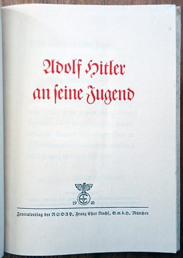 1940 HITLER YOUTH LEADER BOOK
