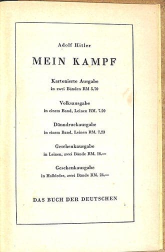 1942 WEDDING EDITION OF ADOLF HITLERS "MEIN KAMPF"