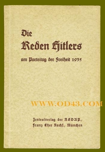 3 BOOKS WITH HITLER SPEECHES HELD AT THE REICH PARTY DAYS