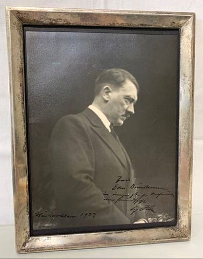 1932 ADOLF HITLER DEDICATED AND SIGNED PHOTO IN PERIOD SILVER FRAME