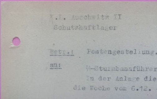 DOCUMENT SIGNED BY KL BERGEN-BELSEN & AUSCHWITZ SS LEADER FRANZ HOESSLER