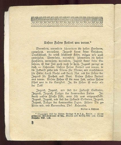 1933 BDM BOOKLET WITH NATIONAL SOCIALIST SONGS
