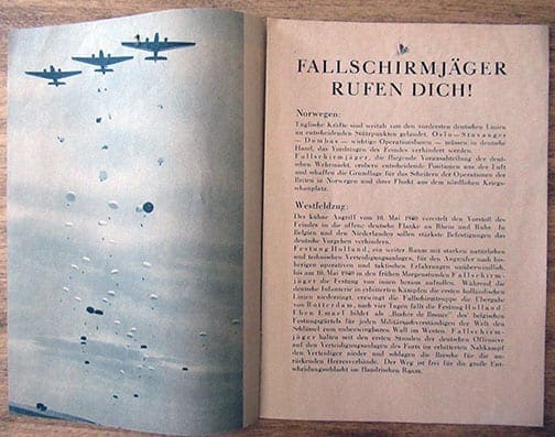 NAZI PARATROOPER RECRUITING PAMPHLET