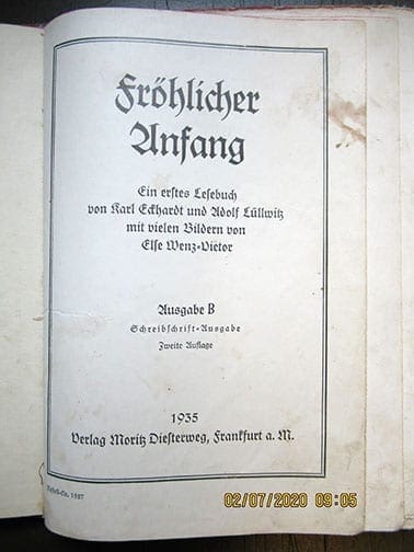 1935 'PATRIOTIC' NAZI SCHOOL BOOK FROM FRANKFURT