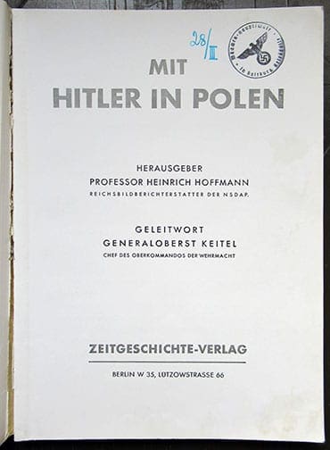 HOFFMANN PHOTO BOOK "MIT HITLER IN POLEN"
