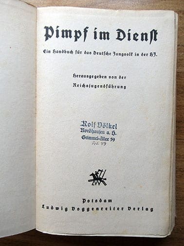 1934 FIRST EDITION HITLER-JUGEND JUNGVOLK TRAINING GUIDE