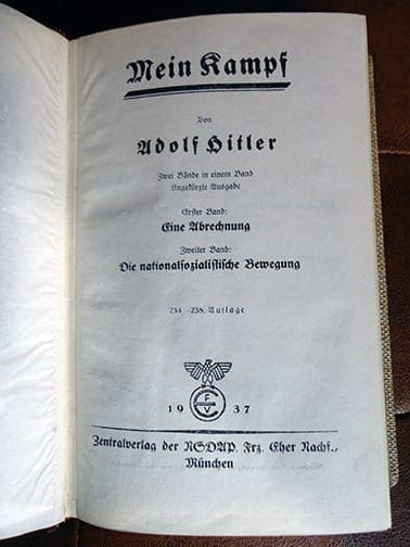 PRIVATE OR LIBRARY BINDINGS OF ADOLF HITLERS "MEIN KAMPF" (2) a