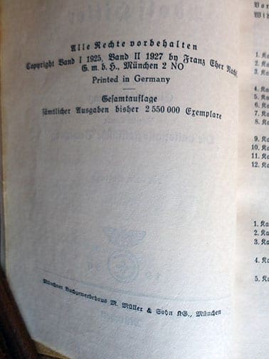 PRIVATE OR LIBRARY BINDINGS OF ADOLF HITLERS "MEIN KAMPF" (1) a
