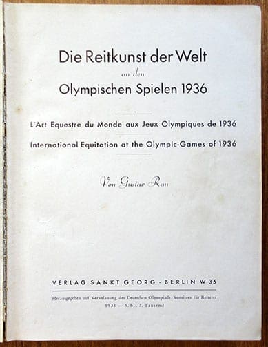 1937 PHOTO BOOK ON HORSE RIDING AT THE 1936 OLYMPICS