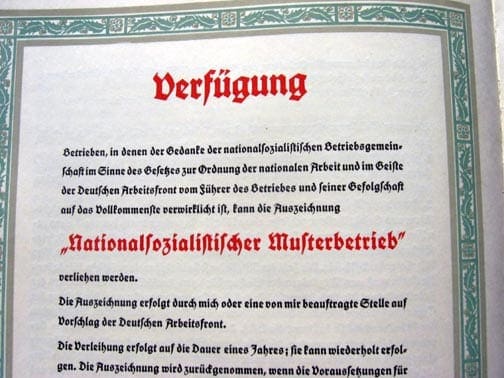 1937 D.A.F. HONOR BOOK FOR NAZI MODEL FACTORIES