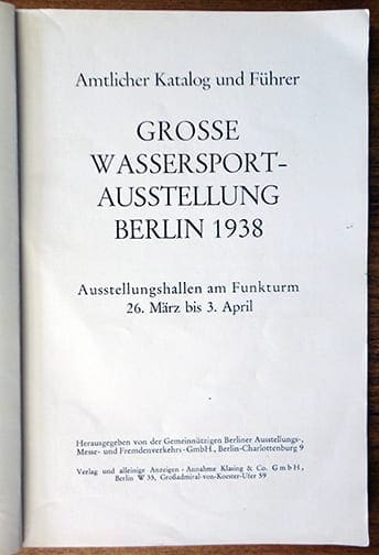 1938 OFFICIAL CATALOG BOAT & WATERSPORTS EXHIBITION BERLIN