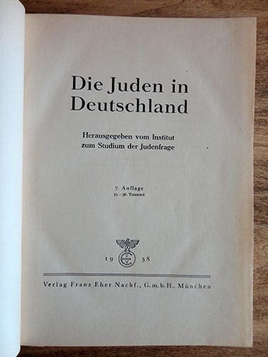1938 NAZI YEARBOOK ON JEWS IN GERMANY