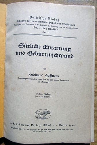 1940 NAZI STUDY ON 'DEGENERATE SEXUAL BEHAVIOR' BOOK