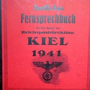 1941 THIRD REICH PHONEBOOK OF KIEL & SURROUNDINGS