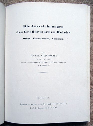 1943 NAZI PHOTO BOOK WITH ALL POLITICAL & MILITARY AWARDS