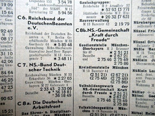 RARE ORIGINAL 1943 THIRD REICH PHONEBOOK OF MUNICH