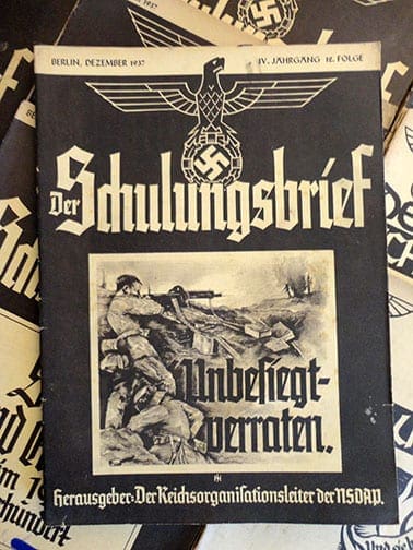 LOT OF NINE 1937 ISSUES OF THE NAZI PROPAGANDA PHOTO PUBLICATION "DER SCHULUNGSBRIEF"