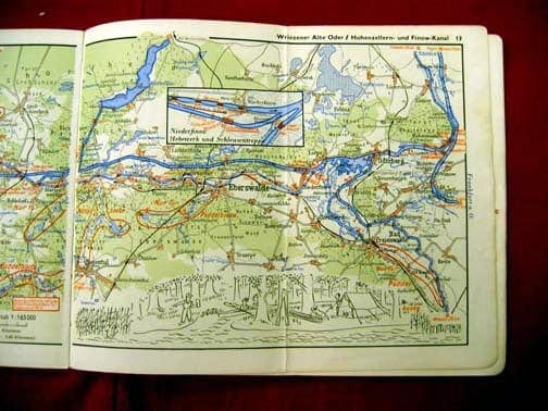 1935 COLOR MAP BOOK WATER WAYS IN AND AROUND BERLIN