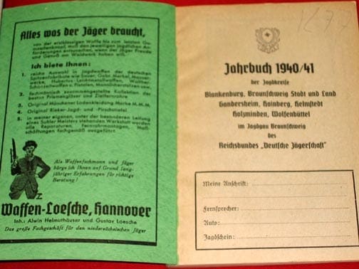 1940/41 NAZI HUNTING ORGANIZATION YEARBOOK
