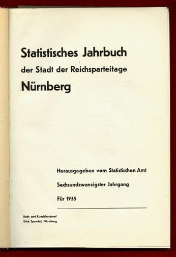 STATISTICAL YEARBOOK 1935 CITY OF THE REICHS PARTY DAYS