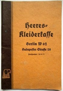 1939 Heeres-Kleiderkasse 0421 Sta 1