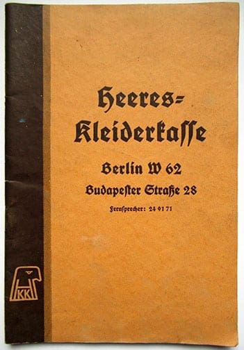 1939 Heeres-Kleiderkasse 0421 Sta 1