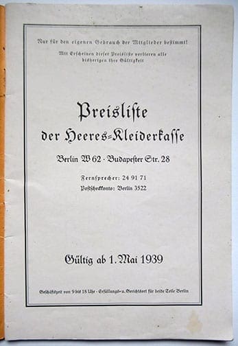 1939 Heeres-Kleiderkasse 0421 Sta 2