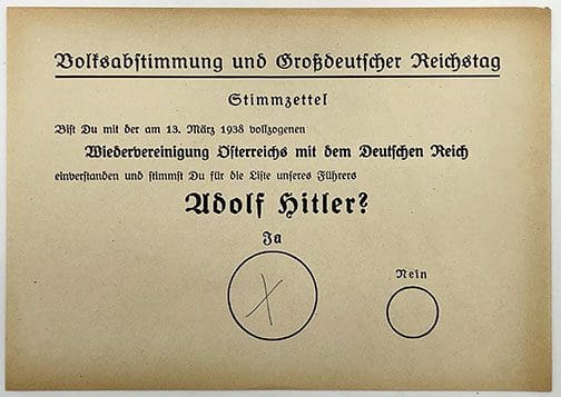 1938 Adolf Hitler ballot 0721 AL 1