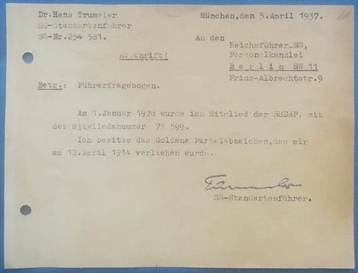 SS Standartenfuhrer Hans Trummler 0721 JL 1