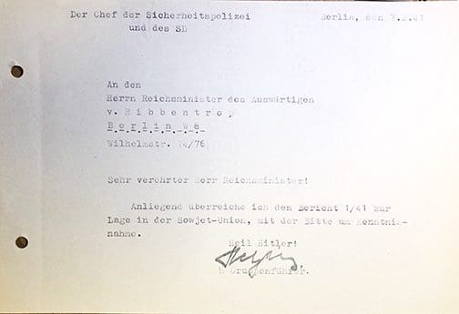 1941 Heydrich signed 1121 JL 2