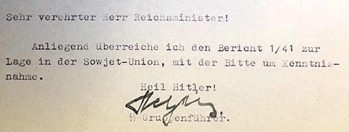 1941 Heydrich signed 1121 JL 6