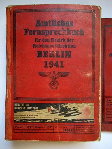 1941 and 1943 Berlin phonebook 1121 Sta 2